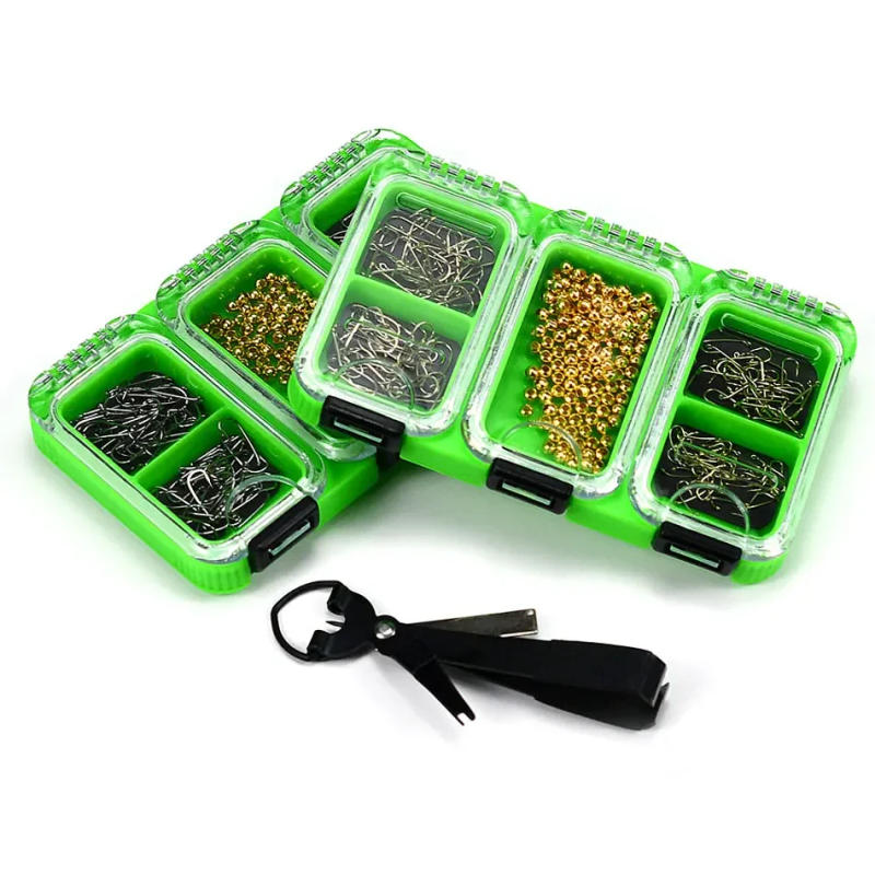 Description Picture 2 of itemFly Tying Kit Barbed Hooks  Size 12# 14# 16# 18# Golden Head Bead Binding Material Flying Fishing Scissors Tool Set for Anglers