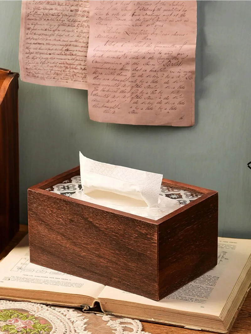 Description Picture 4 of item1pc Wooden Cherry Blossom Tissue Box Cover Napkin Holder Storage Box Gift-Idea Creative Wood-Made