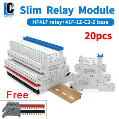 20pcs Hf41F Relay Slim Relay 5V 12V 24V DIN Rail Mounted Interface Relay Module 41F-5-ZS 41F-12-ZS4 41F-24-ZS With Led