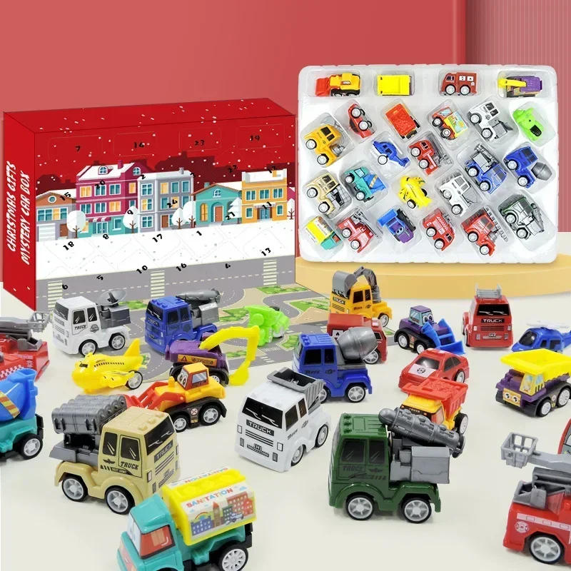 Description Picture 2 of item24Days Christmas Advent Calendar Car Toys Military Engineering Fire Truck Car Toys 2025 Countdown Calendar Gift Box for Kids