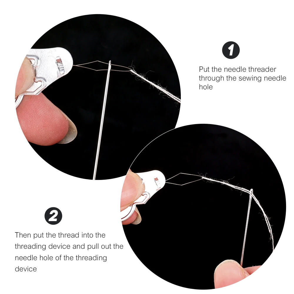 Description Picture 3 of itemSilver Tone Wire Loop DIY Needle Threader Stitch Insertion Hand Machine Sewing Tools Bow Wire knitting Needles Thread Tool