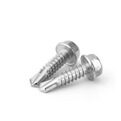 DIN7504K 304 Stainless Steel Hex Head Flange Self-Tapping Drill Tail Screws with Collar M4.2 M4.8 to M6.3 Hexagon Drilling Screw