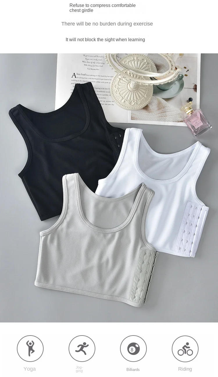 Description Picture 3 of itemFlat Breast Binder Tomboy Lesbian Underwear Women Seamless Summer Short Vest Tank Top Shaper Bustier Shpaer Vest
