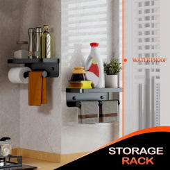 1 PCS Stainless Steel Tissue Holder Hotel Engineering Toilet Paper Rack Roll Box Black