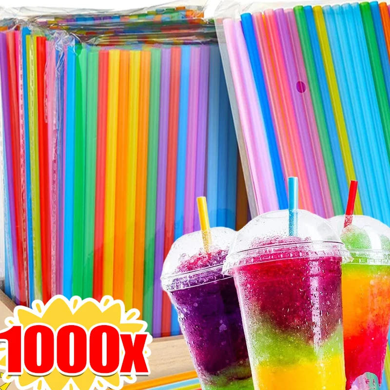 Description Picture 4 of item1000/500x Disposable Drinking Straws Multicolor MilkTea Milkshake Juice Plastic Straws Kitchen Bar Drink Party Wedding Supplies