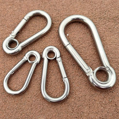 1Pcs Carabiner Carbine Snap Hook with Eyelet Spring Buckle Key Ring M4 M5 M6 M7 M8 M9 M10 M11 M12 M14 304 316 Stainless Steel