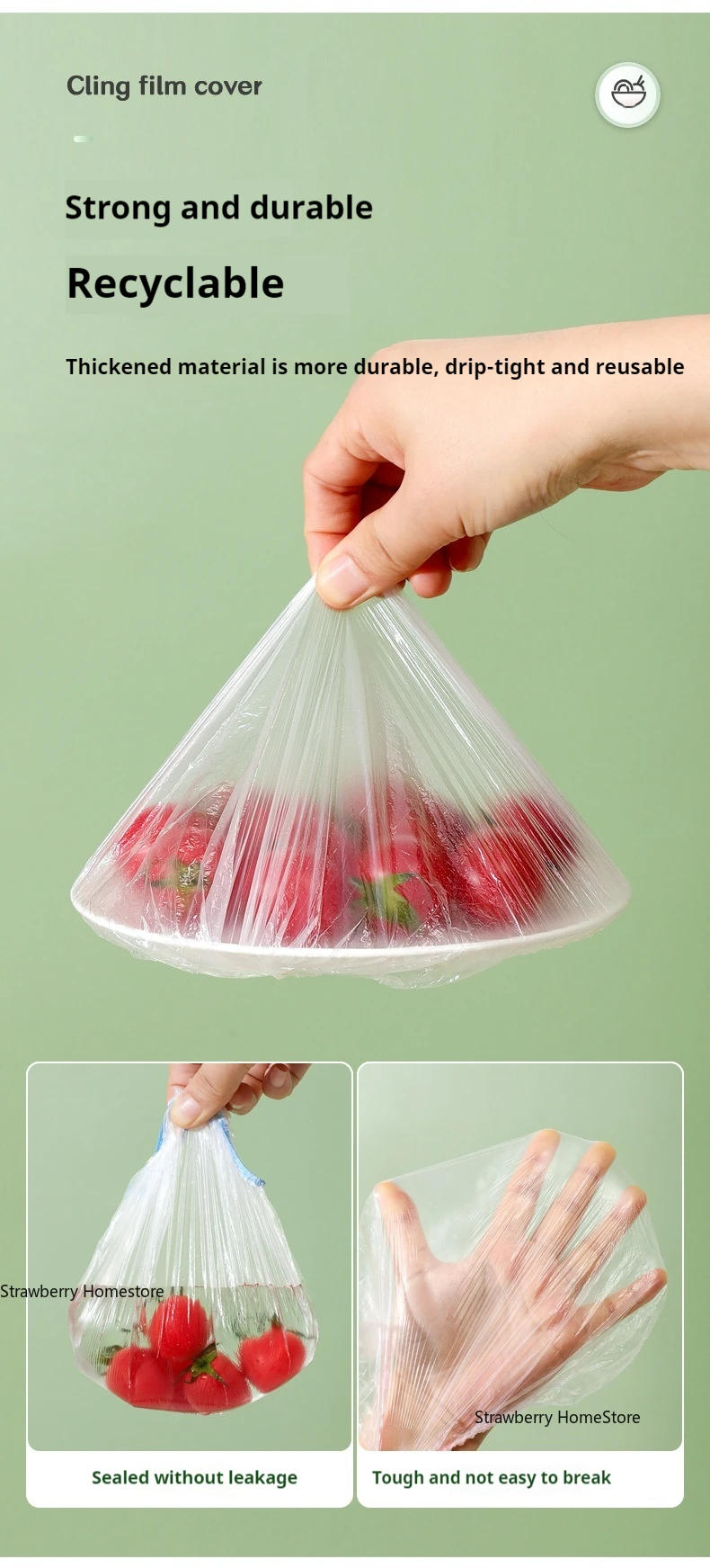 Description Picture 6 of itemDisposable Food Cover Colorful Elastic Wrap Food Covers Fresh-keeping Lid Storage Bags Fruit Plastic Fresh-Keeping Seal