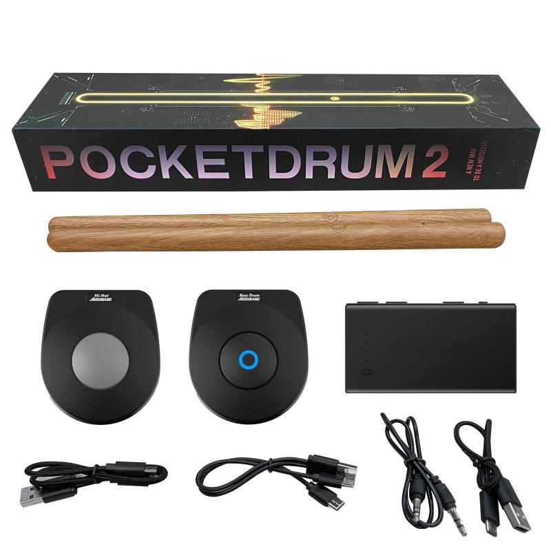 Description Picture 2 of itemAeroBand-PocketDrum 2 MAX, Somatosensory Digital Electronic Air Drum Stick Set, Drumsticks, Foot Pedals, Bluetooth Adapter