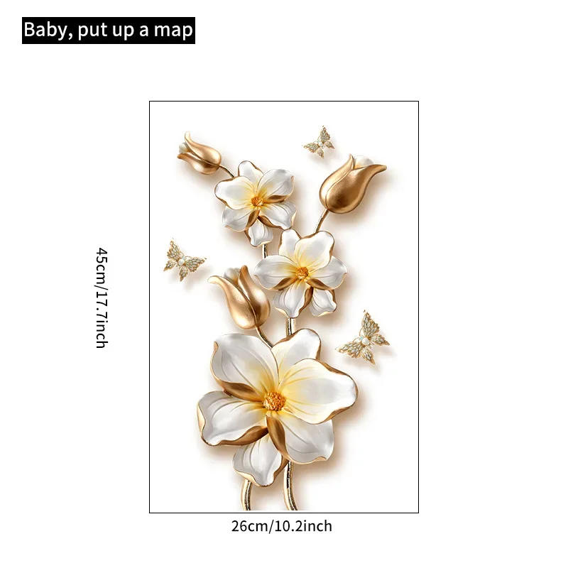 Description Picture 3 of item1Pc  Beautiful European Visual 3D Flower Butterfly Stickers Waterproof PVC Toilet Cover Decal Bathroom Self-adhesive Decoration