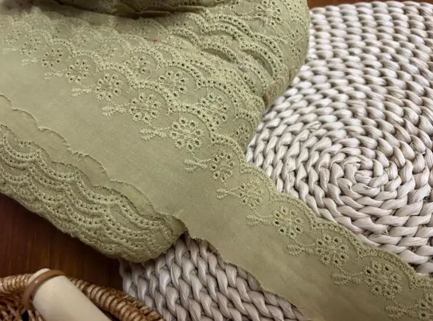 Description Picture 3 of item3 Meters/lot Beautiful Mustard Green Yellow Lace Trim Fabric Cotton Lace Flower Pattern 5cm Width Hot Sale