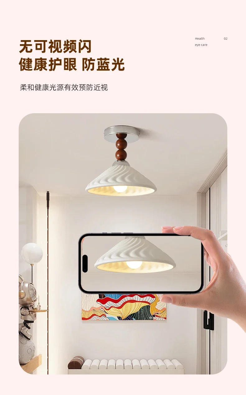 Description Picture 5 of itemAisle light simplemoderncreative white ceramicbalcony corridor ceiling lightNordic entrance entrance foyerlampzyrandole sufitowe