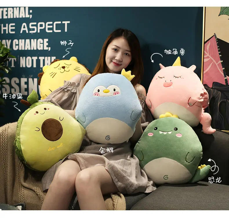 Description Picture 4 of item3 In1 Stuffed Hand Warmer Bag Cartoon Animal Pillow Blanket Cute Cushion Blanket Home Car Travel Pillow for Children Girl Gift