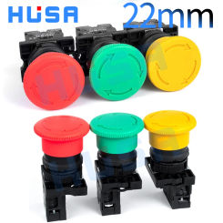 XB2 10A 220V Red NO/NC 22mm Emergency Stop Mushroom Push button switch ZB2  Control electrical starter switch self reset HUSA