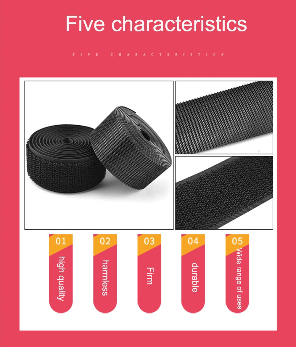 Description Picture 3 of item1Meter/Pair 10CM Width High-quality Hook Loop Tape Non-Adhesive Hook and Loop Sewing Fastener Tape Nylon Fabric Magic Tape DIY