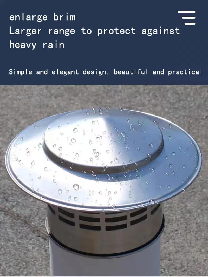 Description Picture 3 of item110/160mm Stainess Steel Chimney Cap For Ventilation Ducts Thicken Chimney Pot Cover Air Vent Roof Cowl Top Hat Exhaust Hood