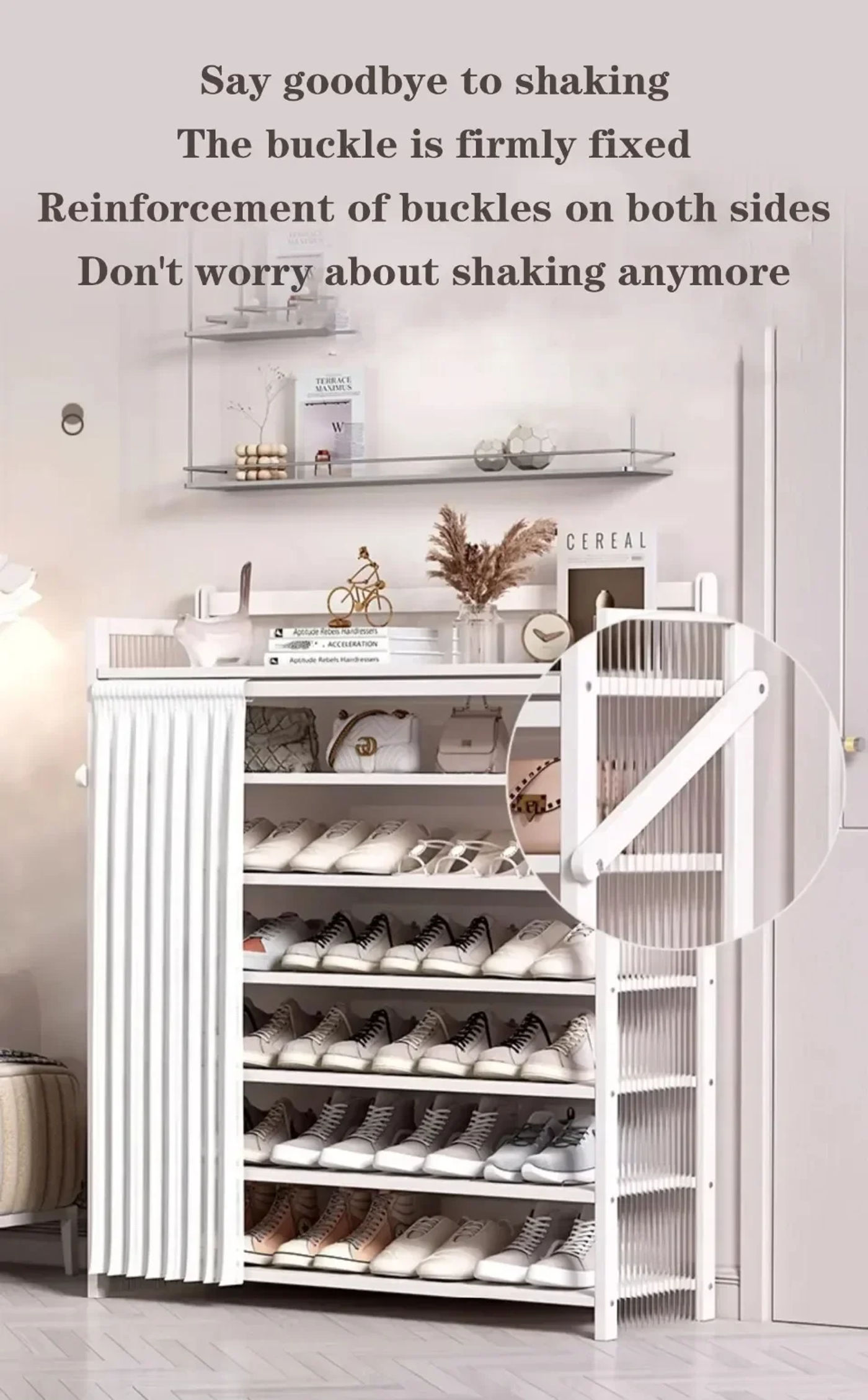 Description Picture 6 of itemFolding Shoe Rack Organizer Cabinet Dust Proof Large Capacity Simplicity Shelf Shoe Racks Dustproof Fabric Shoes Shelf Saving