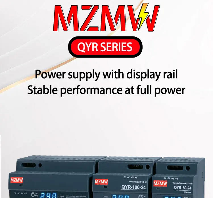 Description Picture 2 of itemQYR-60W 100W 150W DIN Rail Switching Power Supply AC-DC 12V 24V with Digital Display Step Shape Industrial for LED Light Strip