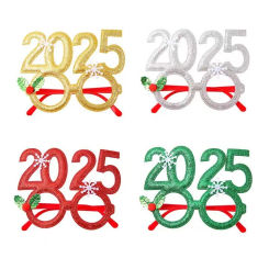 6Pcs Number 2025 Christmas Glasses Xmas Party Kids Adult Photobooth Props Eyeglasses Frame New Year  Gift Home Supplies