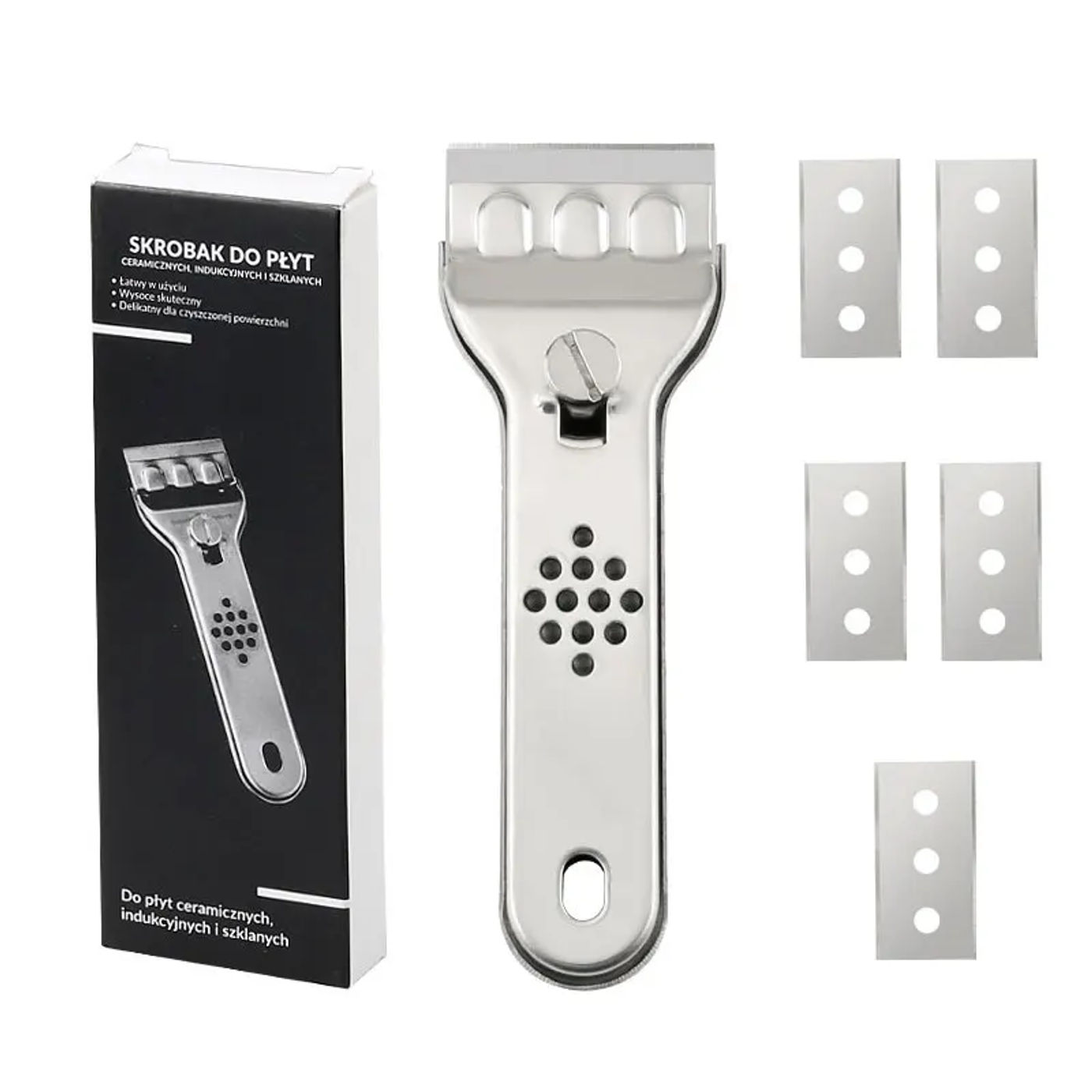 Description Picture 2 of itemStainless Steel Multifunction Glass Ceramic Hob Scraper Cleaner Remover with Blades For Cleaning Oven Cooker Tools Utility Knife