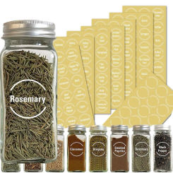 144pcs Kitchen Label Ingredients Spice Label Creative Transparent Waterproof Spice Label Sticker Food Room Sticker