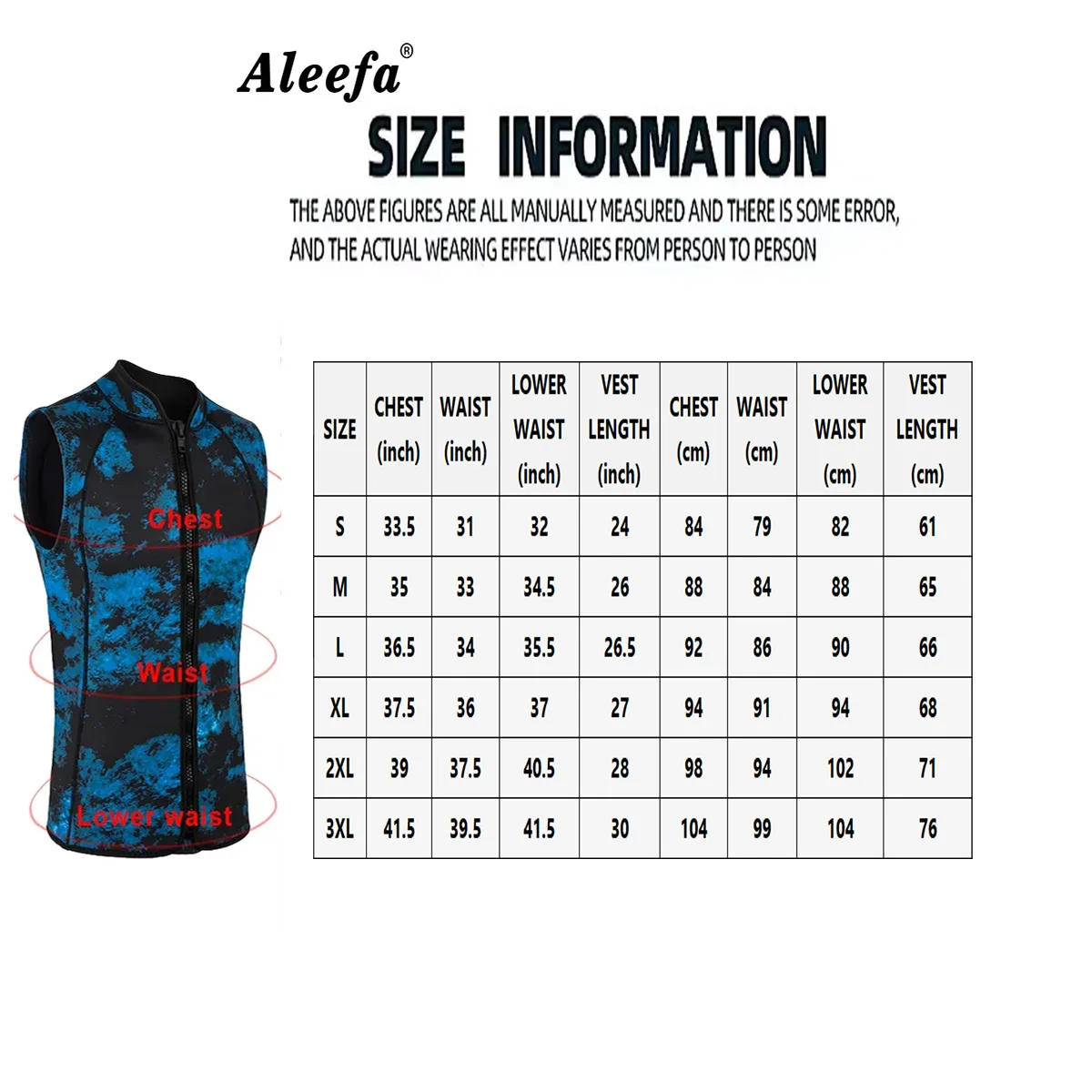 Description Picture 2 of itemMen's Wetsuit Sleeveless Vest 3mm Neoprene with Zipper keep Warm for Diving,Surfing,Kayaka