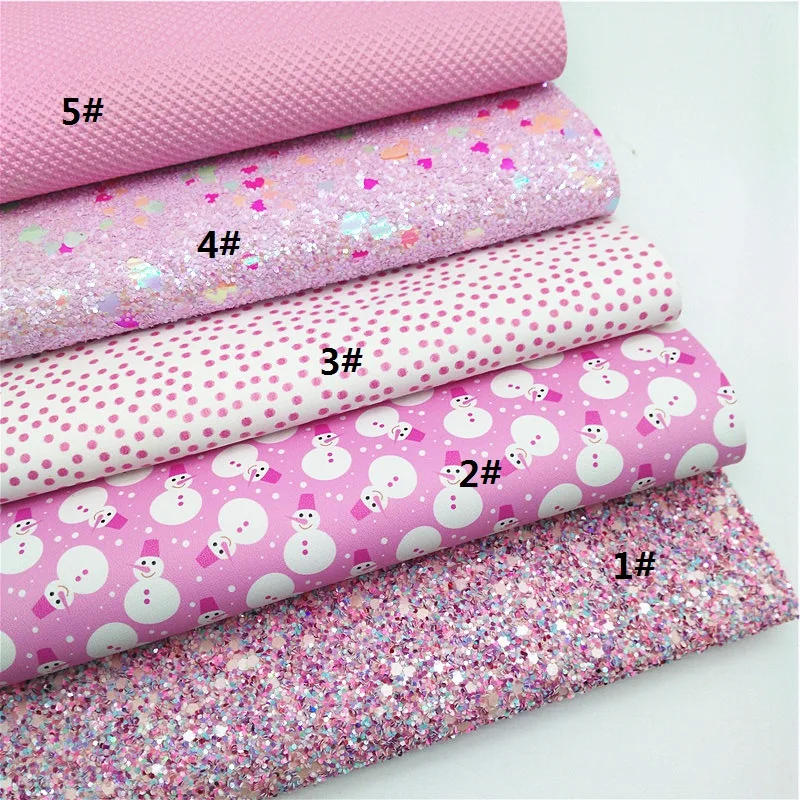 Description Picture 2 of itemPink Glitter Leather Sheets Dots Snowmen Printed Synthetic Leather Hearts Glitter Leather Bows DIY Craft Sheets Mini Rolls W323
