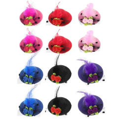 12pcs 5.5CM Hair Mini Hat Clip Hats Party Hairpins Kids Clips Fasinator Barrette Girl Costume Decorative For Kids(Random Color)