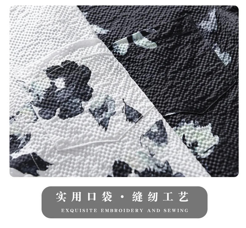 Description Picture 6 of itemMen's Hawaiian Shirts Short Sleeve Beach Shirt Vacation Button Down Shirts Relaxed Fit Bubble Texture Casual Flower Printed Tops