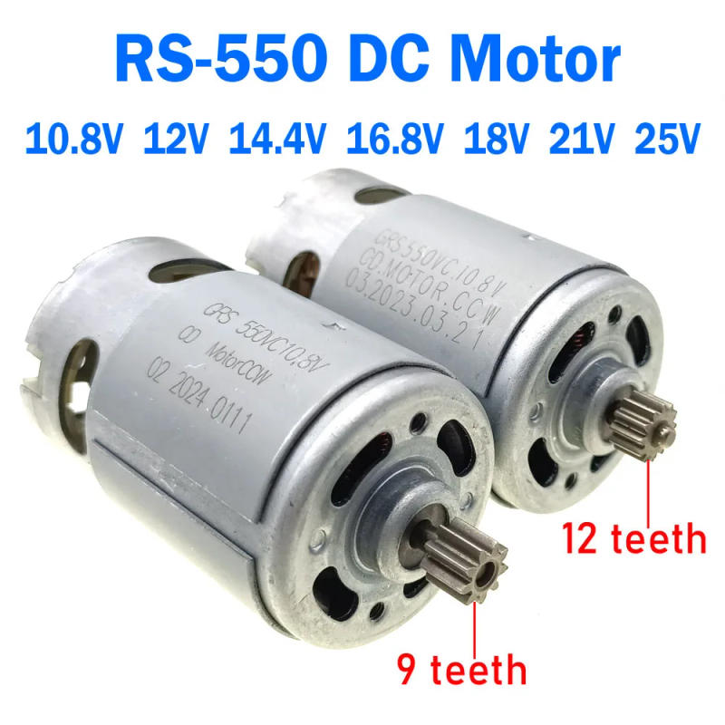 Description Picture 4 of itemDC ELectric Motor RS550 9 Teeth 12 Teeth 10.8V 12V 14.4V 16.8V 18V 21V 25V Screwdriver Drill Motor with High Torque Gear Box