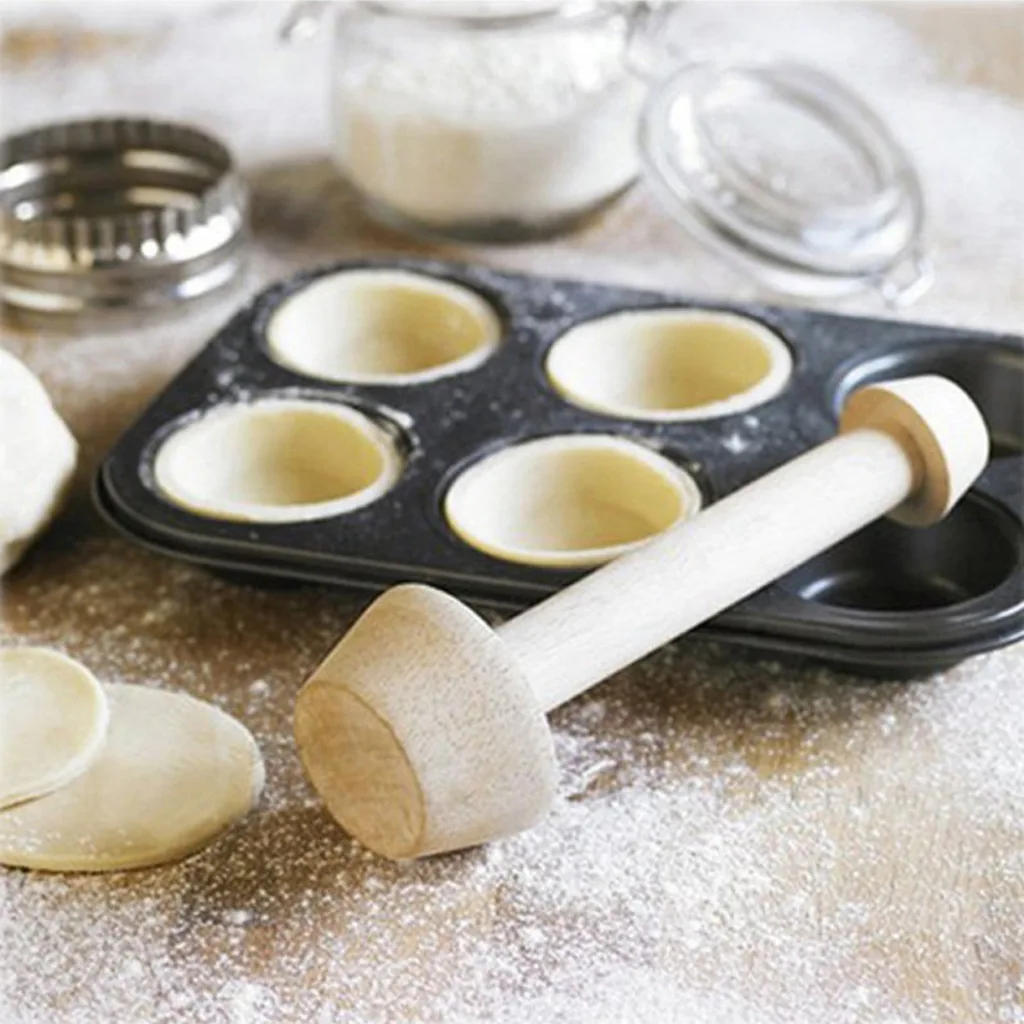 Description Picture 3 of itemPortable Wooden Egg Tart  Double Sides Pastry Egg Tart  Pusher Eggtart Mold Baking Accessories Kitchen Gadgets Cooking Tool