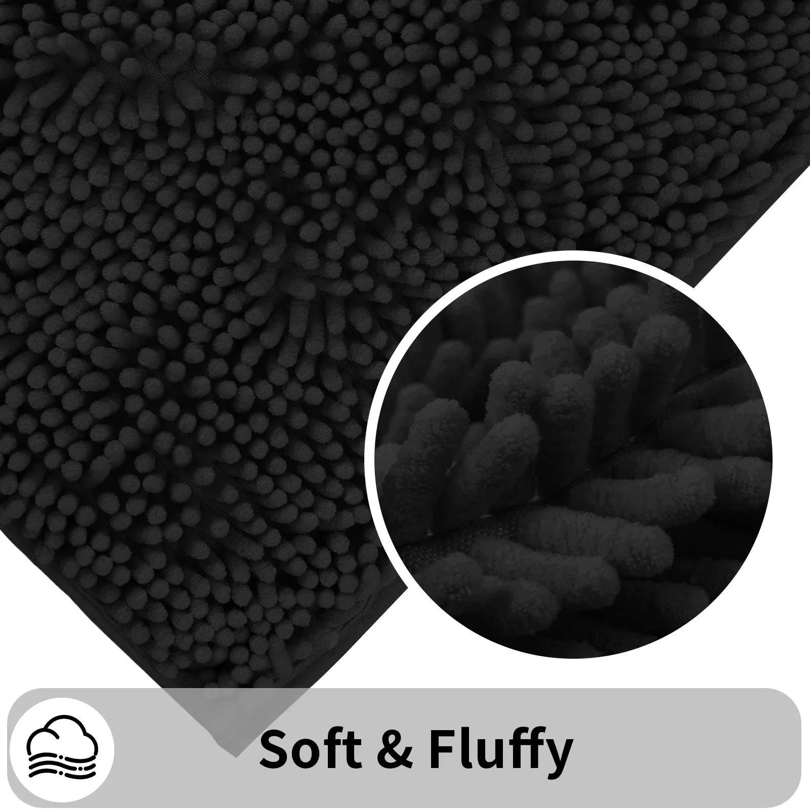 Description Picture 4 of itemToilet Rug U-Shaped Super Absorbent Chenille Bathroom Mats Non-Slip Backing Machine Washable For Bathrooms Floor Decoration