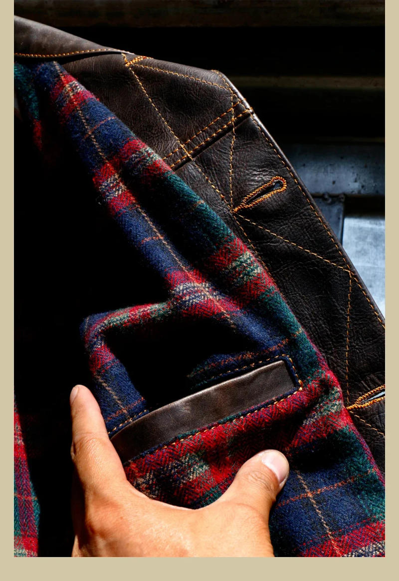 Description Picture 5 of itemYR!Free shipping.Men slim Luxury Argentine cowhide jacket.Vintage American Western cowboy style genuine leather coat.fashion new