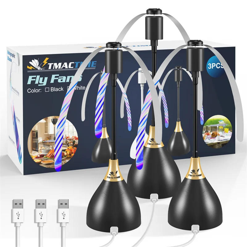 Description Picture 3 of item2/3pcs Fly Fans For Tables Effective Fly Repellent Fan Keeps Flies Away With Soft Blades USB Picnic BBQ Party Fly Fans