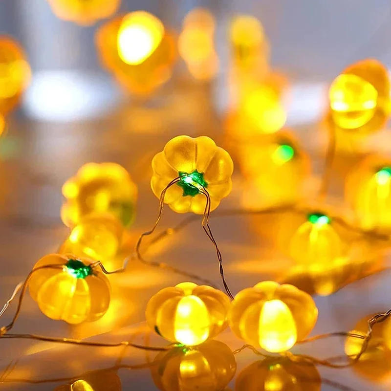 Description Picture 2 of item1m 10LED Halloween Pumpkin Hanging Lantern String Light Kids Birthday Party Halloween Home Decoration Lantern Lamp Props
