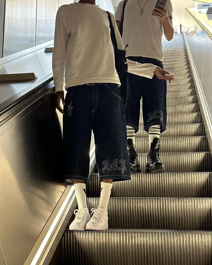 Description Picture 3 of itemPROTECT Shorts Y2K Men Women Harajuku Gothic Hip Hop Letters Embroidery Baggy Jeans Denim Gym Shorts High Waist Basketball Short