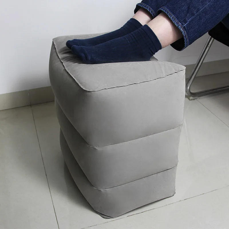 Description Picture 2 of item3 Layers Inflatable Travel Foot Rest Pillow Airplane Train Car Foot Rest Cushion Like Storage Bag & Dust Cover Inflatable Pillow