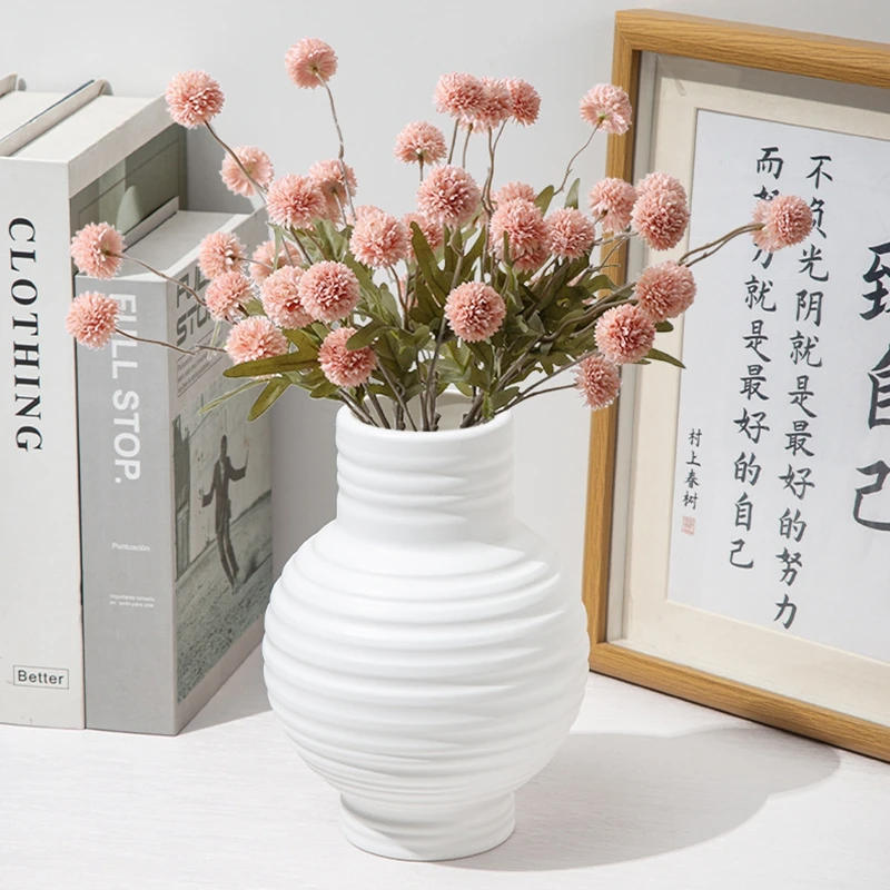 Description Picture 6 of itemWhite Imitation Ceramic Vase Modern Simple Plastic Vase INS Flower Arrangement Ornaments Artistic Aesthetic Home Decoration