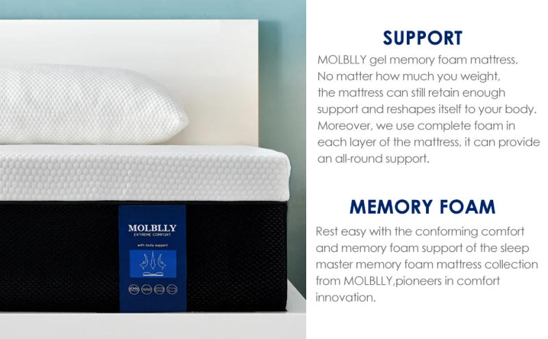 Description Picture 2 of itemMolblly Cool Breathable Gel Memory Foam Mattress Bedroom Sleeping 8 Inch