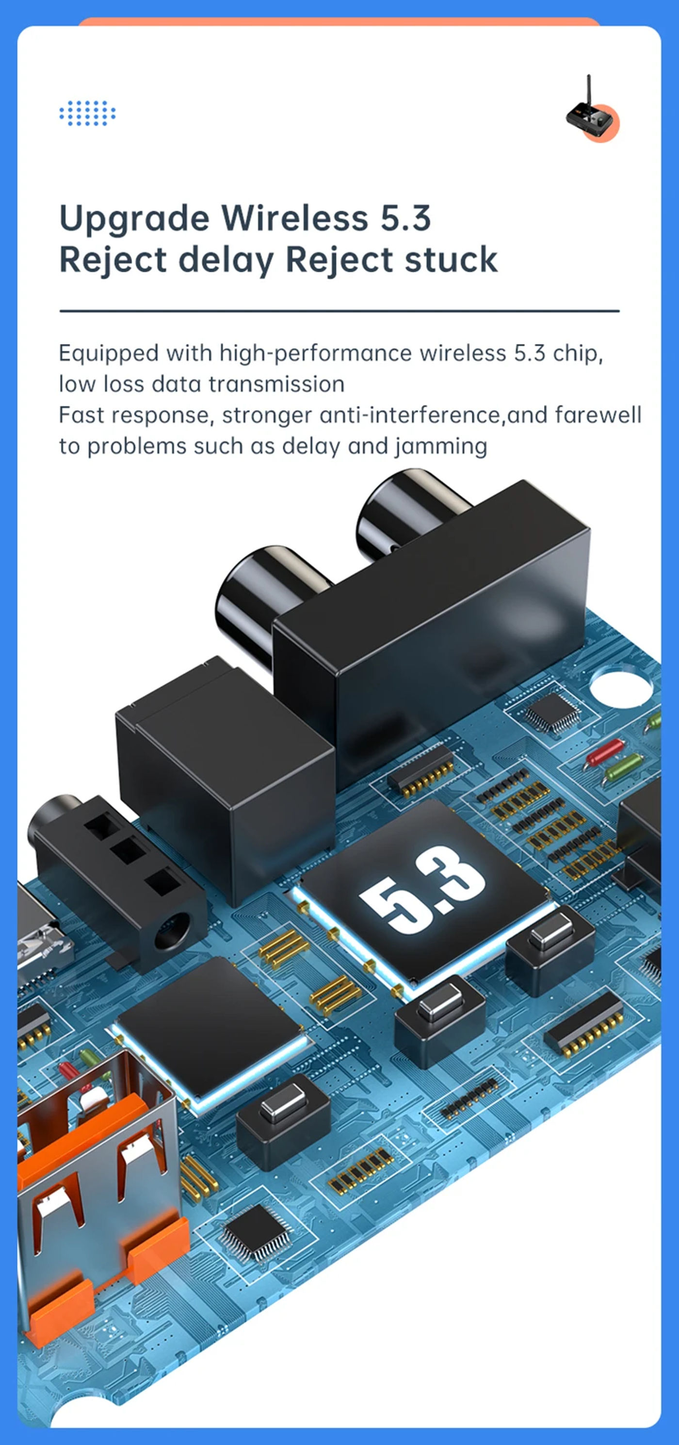 Description Picture 6 of itemBluetooth 5.3 Audio Receiver Support USB U-Disk Play Wireless Adapter R/L 2 RCA/3.5MM AUX/Optical Fiber Jack For Car Kit Speaker