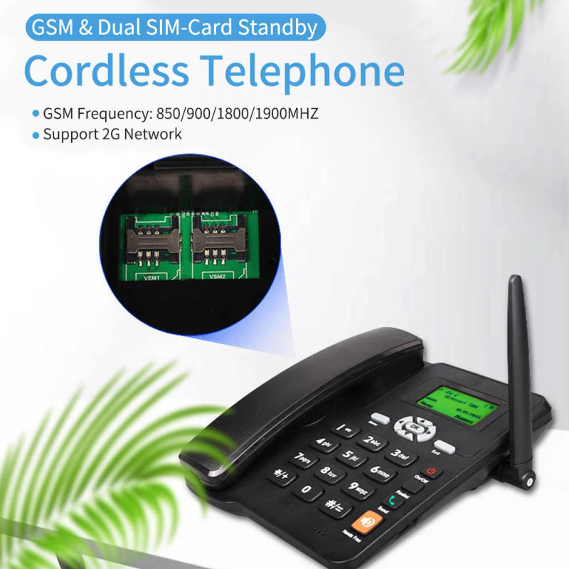 Description Picture 4 of itemCordless Phone Desktop Telephone Support GSM 850/900/1800/1900MHZ Dual SIM Card 2G Fixed Wireless Phone with Antenna Radio Alarm
