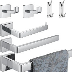 7-Pieces Bathroom Hardware Set, Bath Accessories Set Polished Chrome Wall Mount Includes 24 in Towel Bar