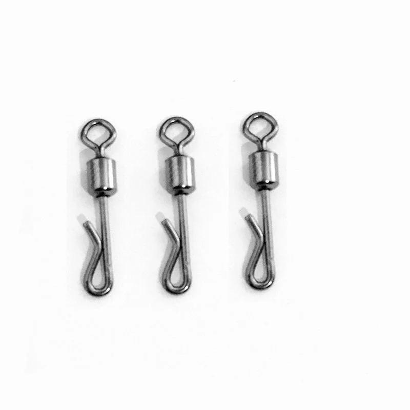 Description Picture 3 of item10pcs Fishing Carp Rolling Quick Change Swivels Connector Interlock Snap Size 6-12# Hook Lure Terminal Swivel Pesca Accessories