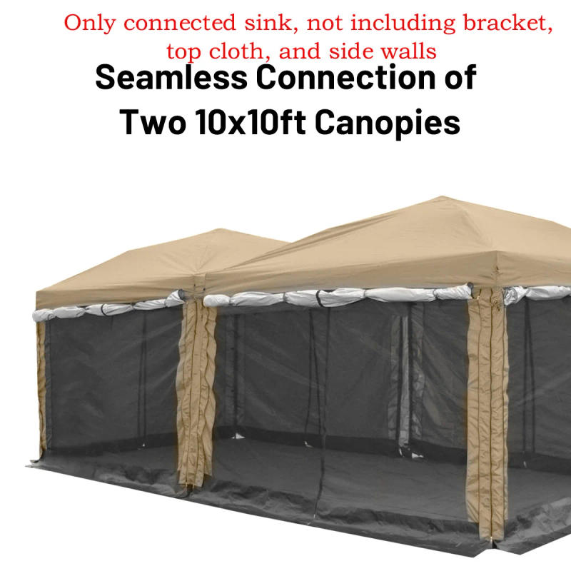 Description Picture 3 of item10x10 canopy connected with water guiding cloth seamlessly connects two canopies tent accessories waterproof space increased