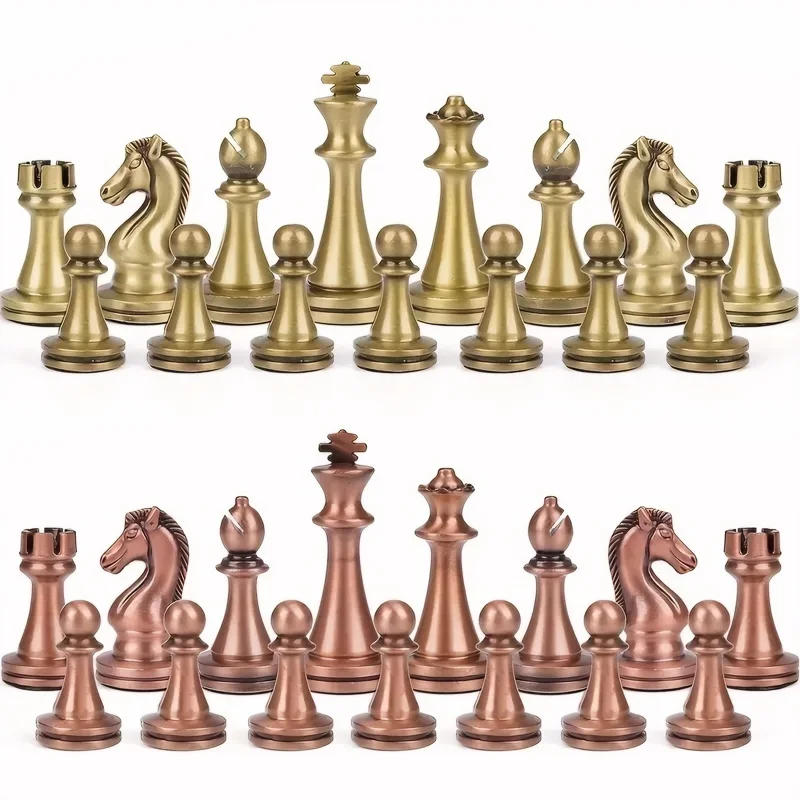 Description Picture 6 of itemChess Set High End 30cm/11.8inch Antique Bronze Foldable Solid Wood Box Alloy Weighted Chess Pieces Christmas Holiday Gift