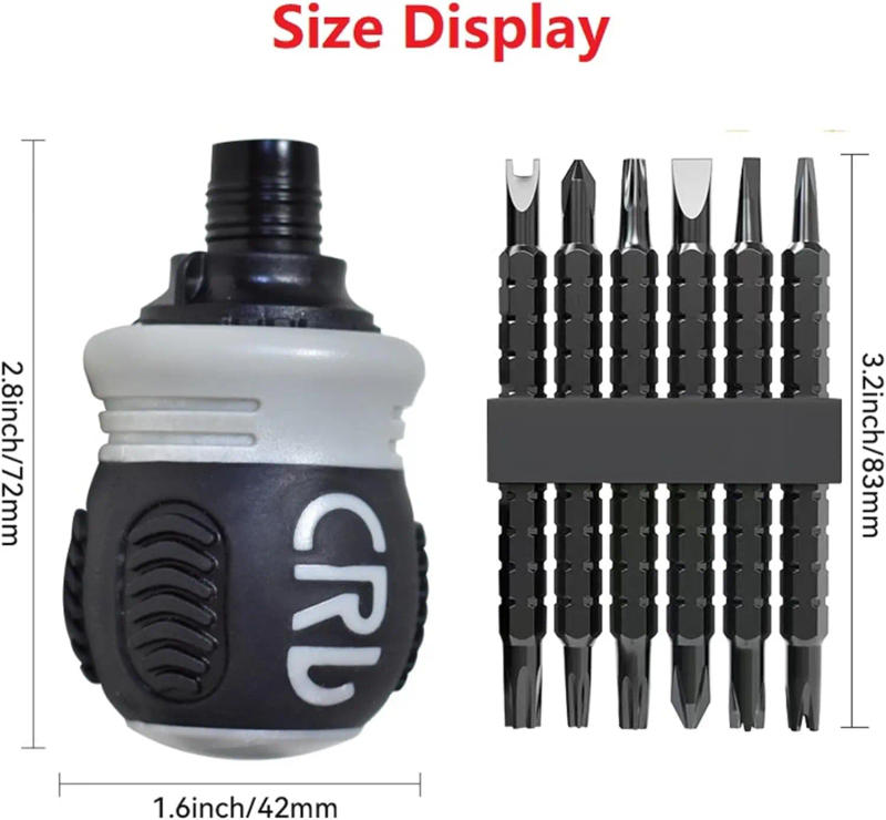 Description Picture 5 of itemRatcheting Stubby Screwdriver 13in1 - Adjustable Length, Reversible Dual End, Magnetic Tip - Compact, Portable, Pocket Size