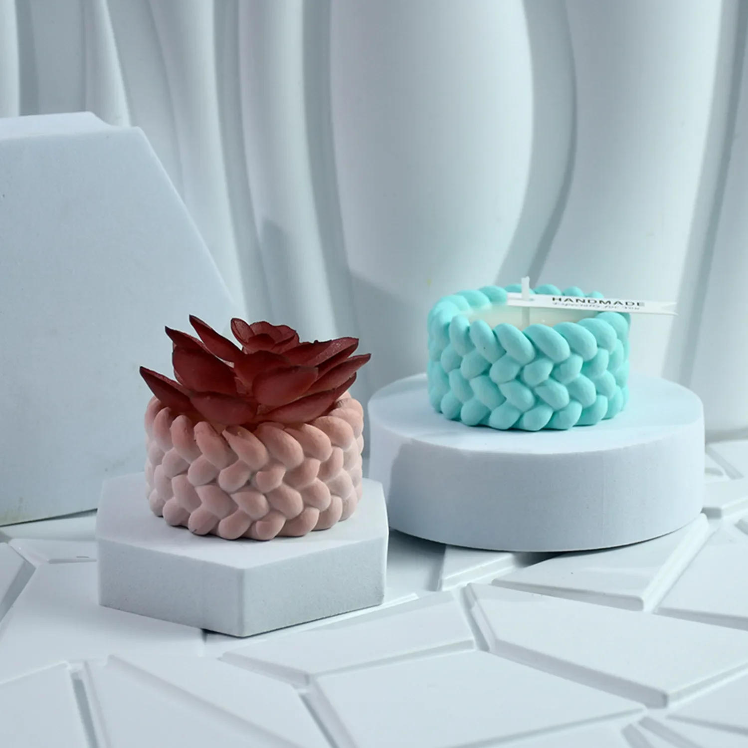 Description Picture 4 of itemHemp Rope Candle Cup Silicone Mold DIY Succulent Flower Pot Home Decor Molds Cement Gypsum Resin Clay Craft Storage Box Mould