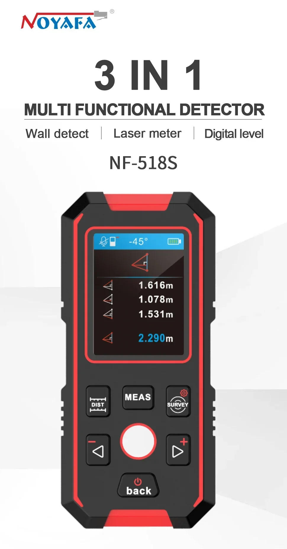 Description Picture 2 of itemNF-518S Industrial Metal Detectors Metal Detector AC Cable Metal Pipes Rebar Multifunctional Wall Detector With Positioning Hole