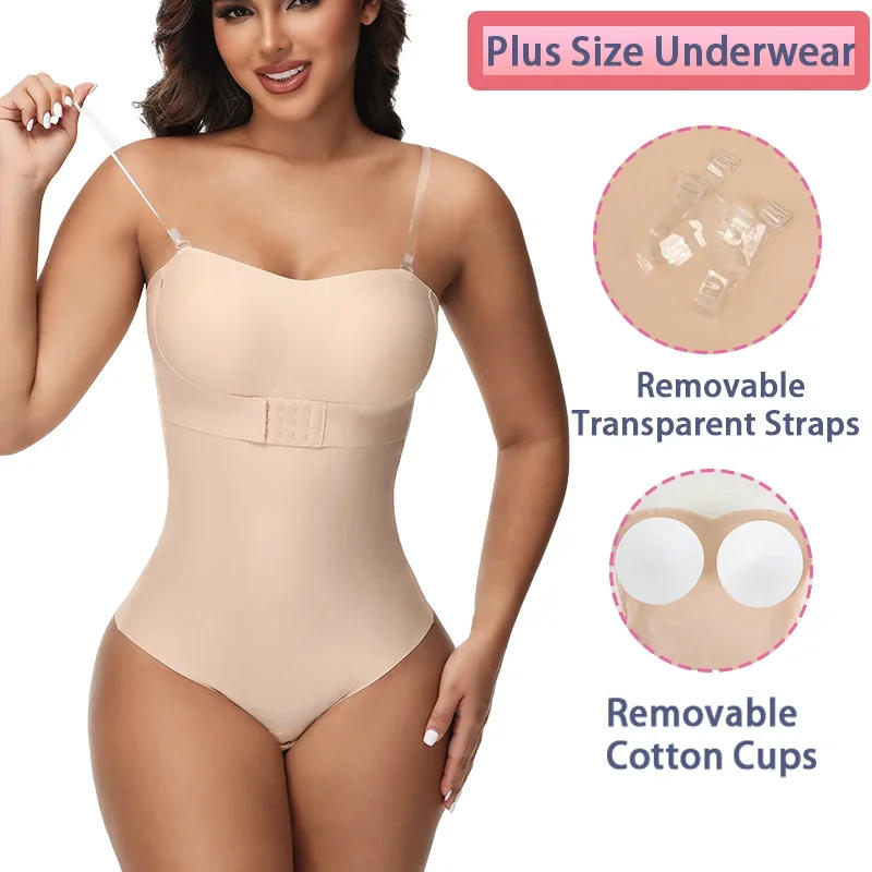 Description Picture 5 of itemS-4XL Removable Strap Bodysuit For Women Tummy Control Shapewear Seamless Sculpt  Front Closure Hipster Sculpt Body Shaper