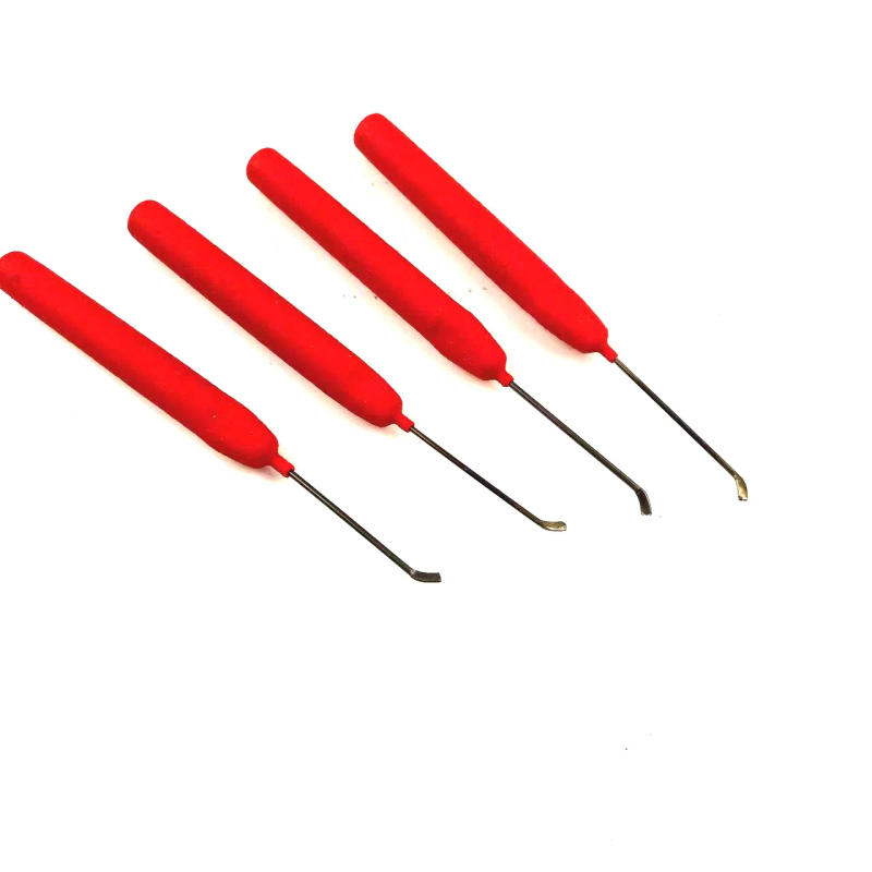 Description Picture 3 of item4pcs Flat Door Lock Tool, Stainless Steel Hand Tool Set with Red Handle,Portable and Utility Tools Locksmith Pick
