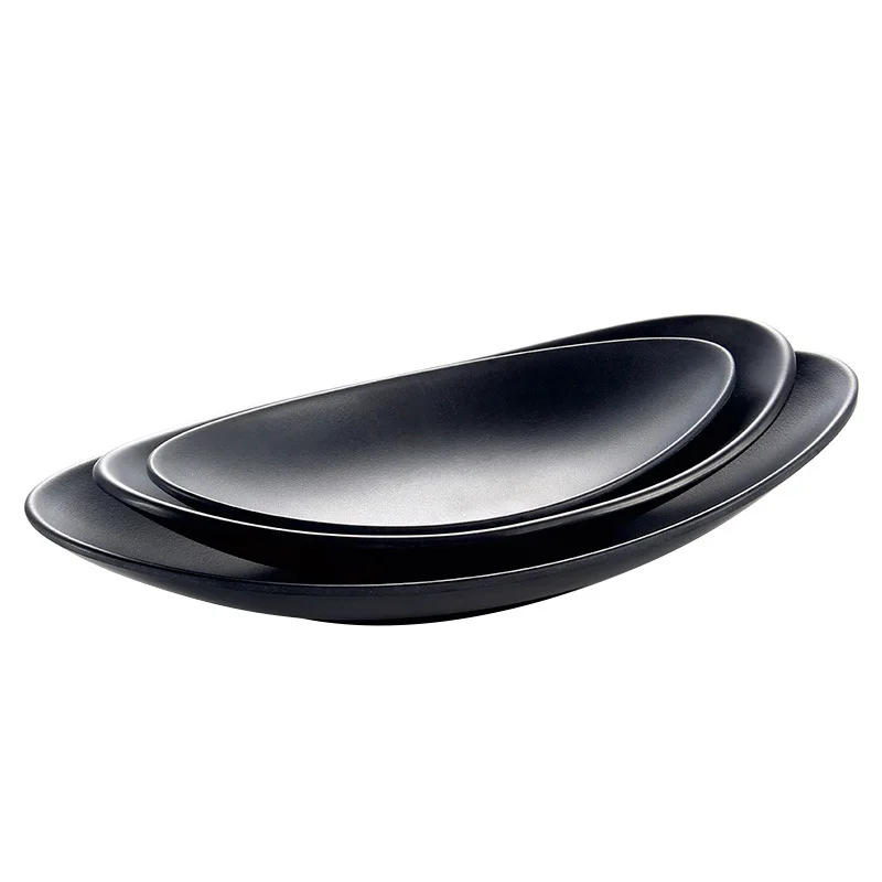 Description Picture 5 of itemMelamine Dinnerware Dinner Plate Black Frost Ingot Shaped Plate Restaurant Hotel Wineshop Melamine Dish A5 Melamine Tableware